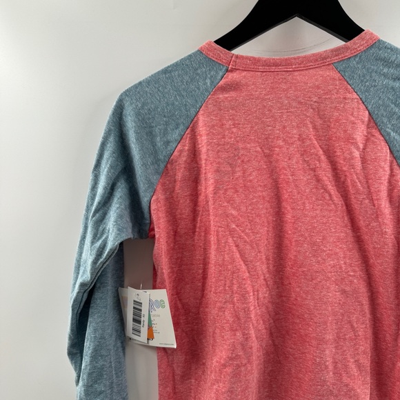 LuLaRoe Randy Long Sleeve Raglan Top Heathered Blue & Pink Size XS - Picture 7 of 8